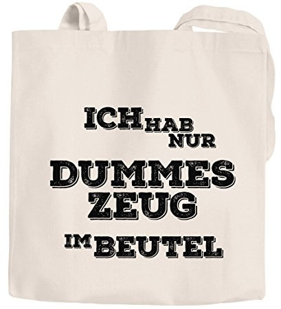 Jutebeutel Ich hab nur dummes Zeug im Beutel! Spruch Baumwolltasche Stoffbeutel Tragetasche Moonworks® natur 2 lange Henkel