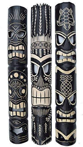Interlifestyle 3 Tiki Wandmasken 100cm in Tiki Hawaii Style Maske Wandmaske Holzmaske