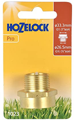 Hozelock Tricoflex 1023 0000 Messing Reduziernippel 3/4 AG x 1 Zoll IG, Gold, 12 x 7 x 3.77 cm