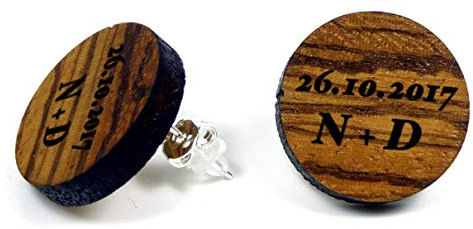 NaturSchatulle Holzohrringe Gravur Holz Ohrstecker 925 Silber personalisierte Individuelle Gravur Holzschmuck Initialien Datum