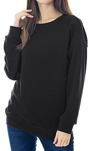 Smallshow Sudadera de Lantancia de Lana Tops de Manga Larga para Amamantar,Black 2XL