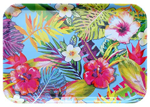 Lashuma Gläsertablett aus Melamin, Buntes Deko Tablett Druck: Tropical, Mittel großes Servicetablett eckig 38x26 cm