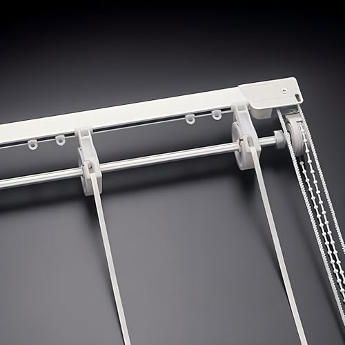 TENDEEVOLUTION Binario Tenda a Pacchetto per Interni in Alluminio 5 Calate con Doppio Movimento a Soffitto o Parete, Bastone Binario per Tende a Pacchetto Moderne, Steccate o in Tessuto (180 CM)