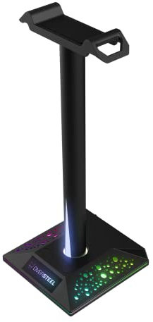 Oversteel - Stellite Support pour casque de gaming, 10 modes de rétroéclairage RGB, base antidérapante, USB, noir
