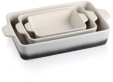 Sweejar Ceramic Bakeware Set Rectangular Baking Dish for Oven Lasagna Pans for Cooking Kitchen Cake Dinner Banquet and Daily Use 30 x 20 x 7 cm Casserole Dishes (Gradient)