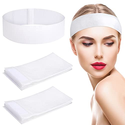 30 Stück Kosmetik Haarband Weiß, Stirnband mit Klettverschluss | Elastischer Vliesstoff, Weich Und Leicht, Verstellbar, Rutscharm, Für Make-Up, Gesichtsreinigung, Spa Und Reisen