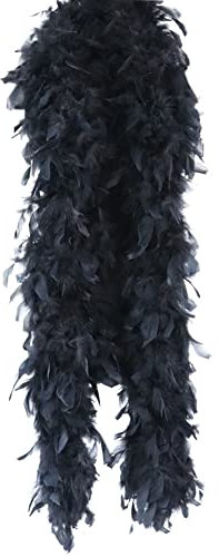 Flauschige Federboa zum Basteln, Federboa,Länge 200cm,Feder-Schal,Turkeyfeder Verkleidungszubehör,Halloween-Handwerk,Hochzeitsdekoration,Federstola Federschal Kostüm Karneval Mottoparty,Schwarz