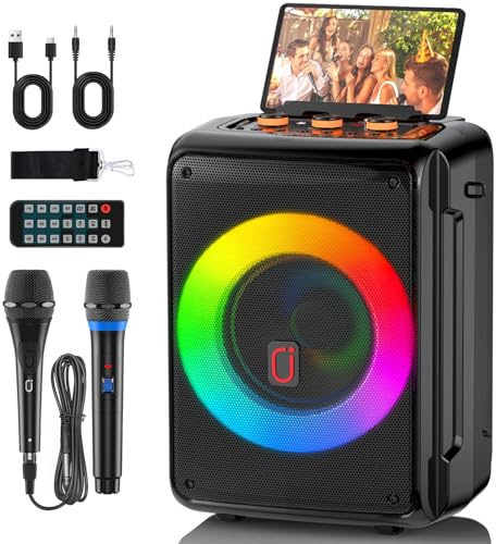 JYX Karaoke Machine with 2 Microphones, Portable Bluetooth 5.3 Karaoke Speakerfor Adults, Home Party Speaker with DJ Light for Outdoor, Events, Gathering, PA System Support SD Card/USB/AUX/TWS