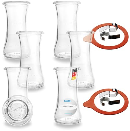 Flaschenbauer - 6x Delikatessenglas 100 ml RR40 - Einmachgläser für Konservierung, Lagerung & Vorratshaltung, Rundrandglas mit Deckel - umweltfreundlich & wiederverwendbar - Flaschenbauer