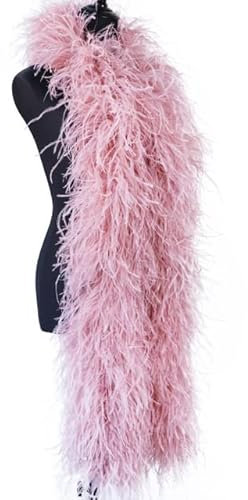 Boas de plumes d'autruche naturelles moelleuses 1M 2 4 6 10 20 PLY Accessoires de mariage Plumes d'autruche pour décoration de fête artisanale Plume boa-Cuir Rose,2ply 1Meter