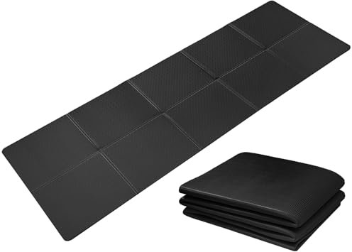 Good Nite Faltbare Yogamatte, rutschfest, tragbar, Fitnessmatte, faltbar, leicht, Gymnastikmatte, Pilates, Sport, Reisen, Übungsmatte für Damen und Herren, 183 x 61 x 0,6 cm (schwarz)