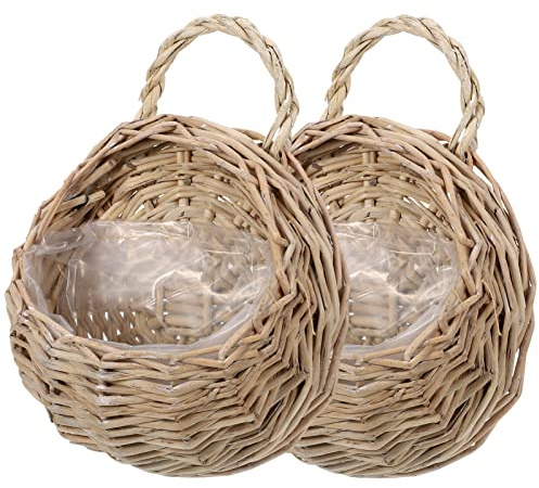 Artibetter 2 Pz Cesto Di Fiori in Rattan Da Appendere Alla Parete Fioriera Di Paglia Cestino Da Parete Vaso Da Fiori Da Appendere Al Muro Porta Fiori Di Legno Cesto Di Frutta e Verdura Vimini