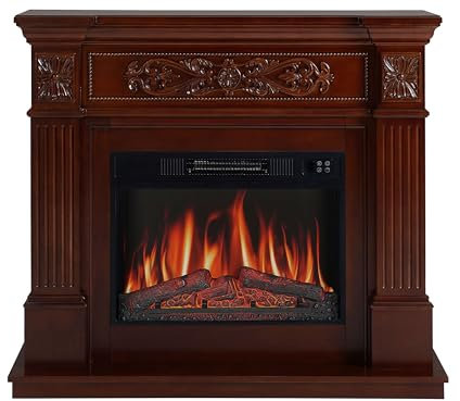 ArtiFlame Elektrokamin Toscana AF23S, Elektrischer Standkamin mit Heizung 1800 W, realistischer Flammeneffekt, LED-Beleuchtung, Fernbedienung, Timer, Thermostat, Knistereffekt, MDF, Russet