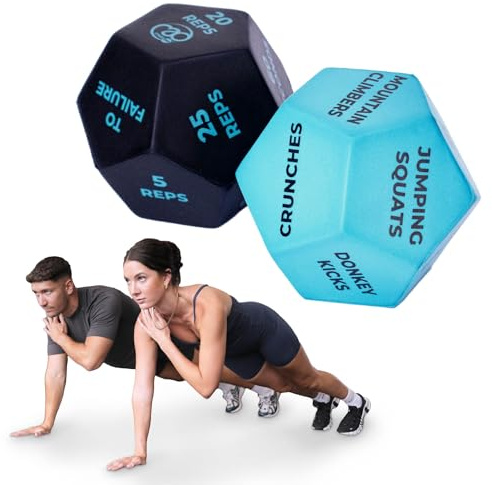 Fitness Mad Dés d'Exercice à 12 Faces - Entraînement Complet du Corps, Cardio et HIIT - Accessoire Idéal pour Cours et Gym à Domicile