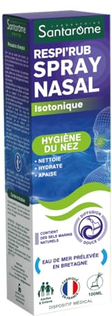 Santarome Bio - Spray nasal eau de mer isotonique - Nettoie au quotidien, apaise & hydrate le nez - Nez bouché - Adultes & enfants - 100 ML - Eau de mer bretonne - France
