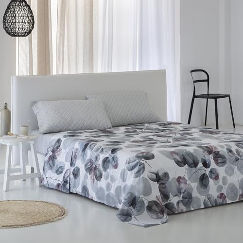 COTTON ARTean Juego sabanas Cama 150 SATÉN ALGODÓN 200 Hilos Lorna Gris