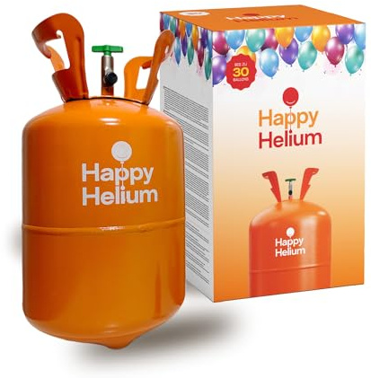 Happy Helium® 3x Ballongas Helium für 30 Luftballons | Heliumgas mit Füllventil - Balloon Gas 200 Liter (0,2m³) für Geburtstag, Hochzeit, Party
