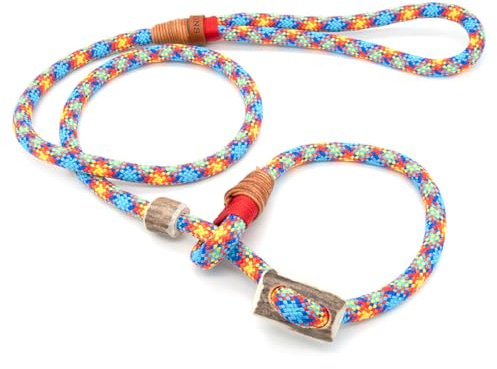 Retriever-Leine/Moxonleine Elegant-Style | handgefertigte Hundeleine aus Tau mit Halsbandfunktion & Horn-Stopper | 10mm – kraftvoll, stilvoll & komfortabel | Training, Alltag & Spaziergang