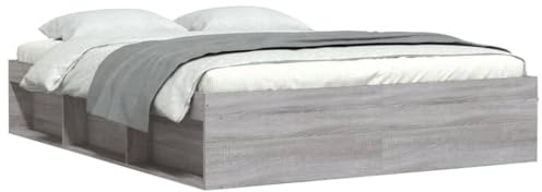 ZQQLVOO Bed Frame Lattenrost Palettenbett Bodenbett Bettgestell Grau Sonoma 140x200 cm