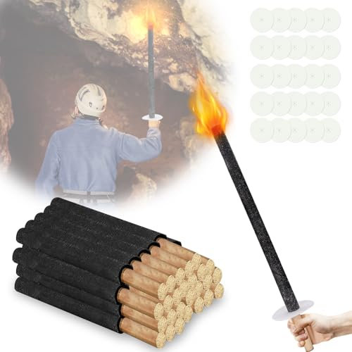 Peviasot 200 Stück Fackeln für draußen, Wachsfackel 42 cm, 45 Min. Brenndauer, Gartenfackel, für Garten, Wandern, Lagerfeuer, Weihnachten