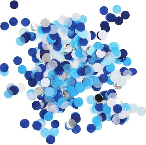 KOLZEMV confettis bleus pour anniversaire de mariage, confetti anniversaire, confetti bleu argenté - Lot de 50 g - Décoration de table bleue