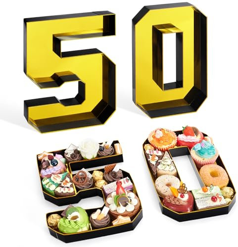 WERNNSAI Lot de 50 chiffres en carton pour charcuterie – Boîte à charcuterie pour 50e anniversaire – Plateau à remplir – Plateau alimentaire en papier mâché pour 50e anniversaire