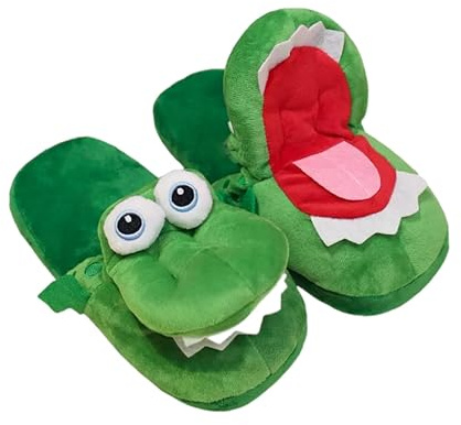 eBoutik - Divertidas pantuflas de cocodrilo, diseño de felpa de Navidad, regalo unisex cálido de Navidad, regalo de broma o relleno de calcetines (3-5)