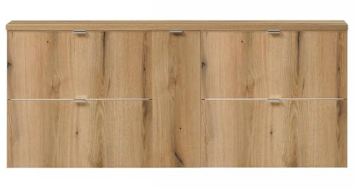 [en.casa] Meuble sous Lavabo Double de Salle de Bain avec 1 Porte et 4 Tiroirs Système Softclose Armoire de Rangement MDF Panneau de Particules Coast Evoke Oak 140 x 60 x 40 cm Effet Chêne