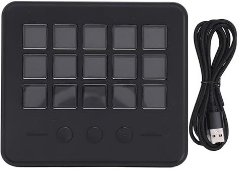 Fockety Stream Controller, Studio Controller with 15 Macro Keys & Dashboard Customizable LCD Buttons to Trigger Actions in OBS Studio, Streamlabs, Twitch, YouTube, Works with PC, Mac