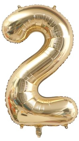 Alaoo Luftballon 2 Geburtstag Zahl, 40 Zoll Gold Creme Folienballon | Riesenzahl Ballon für Mädchen Junge Geburtstag Party Dekoration Jahrestag Dekorationen