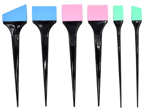 6Pcs/Set Hair Dye Brush, Soft Silicone Hair Dye Applicator Brush Coloring Kit for Home Barber Shop Salon Bleach Tinting DIY Tool, Color Brushes for Stylist, Applicator