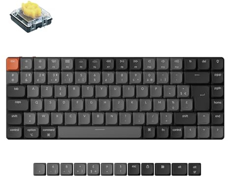 Keychron K3 QMK Clavier Mécanique sans Fil Ultra-Fin, Disposition 75% Programmerbar, Commutateurs Banane, Rétroéclairage LED Blanc, Bluetooth5.2 pour Mac/Windows/Linux, Disposition FR - Version 3