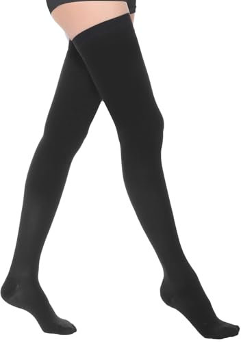 AOGOE Thigh High Compression Stockings for Women & Men, 23-32 mmHg Closed Toe Support Stockings with Anti-Slip Silicone Band, Graduated Compression Socks for Varicose Veins, Edema, Flight, Nursing