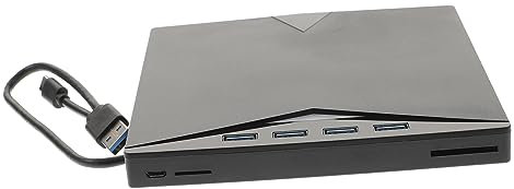 Operitacx Grabadora DVD CD USB Reescribible y Portátil Compatible con Laptops y Pcs Multifuncción con Lector de Tarjetas y Carga de Móvil