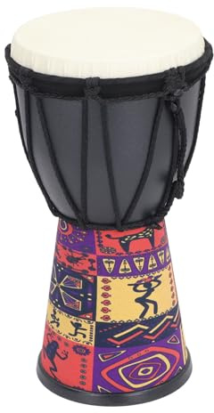Fafeicy Tambor de Mano de 4 Pulgadas, Piel de Oveja Artificial Africana Tambor Buena Decoración para el Entretenimiento Diario