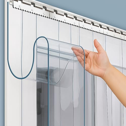 FVTVHEV Tende PVC Trasparente Tenda a Strisce Industriale Spessore 2,5 mm Isolamento dal caldo e dal freddo Strisce di Plastica Tenda Facile da installare Adatto per la casa il supermercato il garage(
