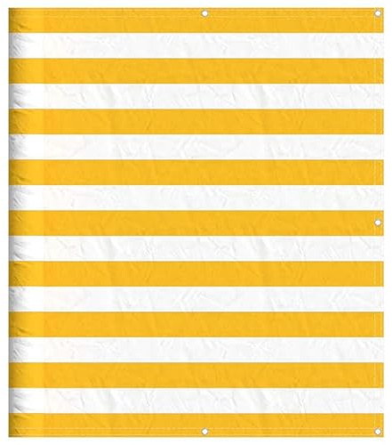 Eleganz Balkon-Sichtschutz Gelb-Weiß Gestreift 120x700 cm, 100% Polyester-Oxford mit PU-Beschichtung, UV-beständig & wasserfest für Terrasse und Garten