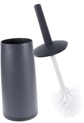 TOBBOMEY Juego De Cepillo y Soporte para Inodoro Negro Mango Largo, Cerdas Densas De Plástico, Set De Limpieza para Baño Doméstico y Comercial