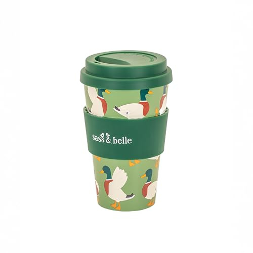 Sass & Belle Mallard Duck Travel Coffee Cup - Reusable Cup with Mallard Duck Print – Eco Travel Mug with Lid, Stylish Coffee Mug for Commuters, Perfect Charming Gift
