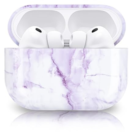 Newseego für Airpods Pro 3 Hülle, Marmor Airpods Pro 3. Generation Case Harte PC Schutzhülle mit Marmormuster Ultradünn Vollschutz Stoßfest für AirPods Pro 3 Violett