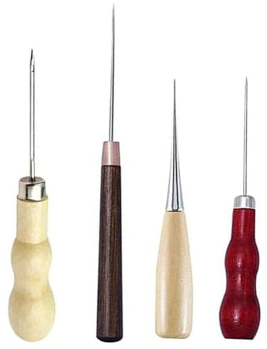 Asyduey Set di 4 Punteruoli per Lavorazione del Legno - Acciaio Inossidabile, 4 Pezzi, Grana Media, Perforazione e Foratura Comode per Pelle e Legno