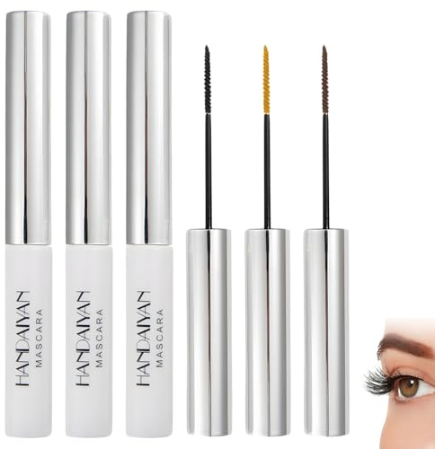 3 mascarillas ultrafinas e impermeables, de larga duración para pestañas extremadamente largas, resistentes a las manchas y no grumosas, textura lisa, pincel fino, para todas las personas (negro