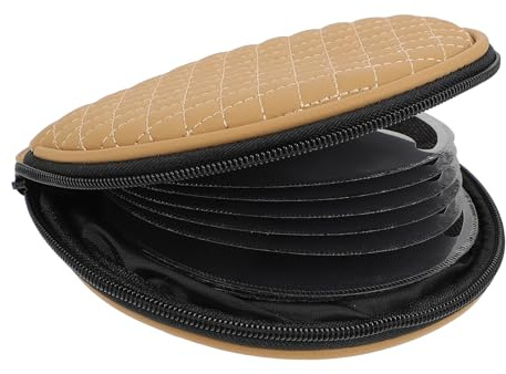 BESPORTBLE Borsa Porta CD per Auto e Casa Ricamo Custodia per CD Tonda Cerniera e Maniglia Leggera Protezione Dischi e Design Resistente Color Beige