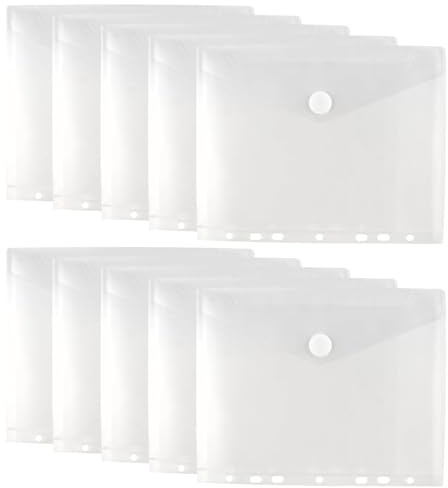 10PCS Dokumententasche A5 Abheftbar, 23x18cm, Klarsichthüllen A5 Transparente Mappe mit 7-fach Lochung, Wasserdichte Einstecktaschen für Schule, Büro und Organisation