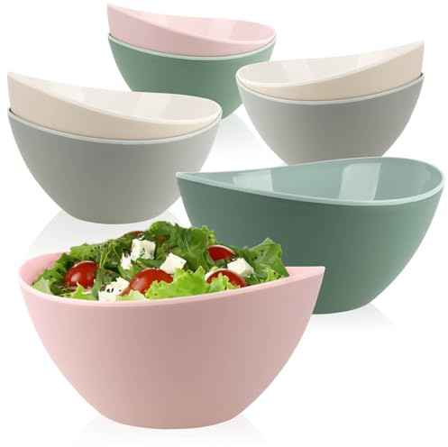 COM-FOUR® 8x Plastskålar - Splittersäkra Salladsskålar - Stora Fruktskålar - Praktiska Blandningsskålar 3,4 L - Campingkärl för Picknick, Bufféer, Trädgårdar, Barnkalas