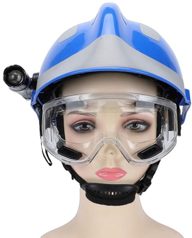 KIMISS Casque de sécurité Rigide pour la Construction et - Casque de Pompier d'urgence avec Lampe Frontale et Bande Réfléchissante