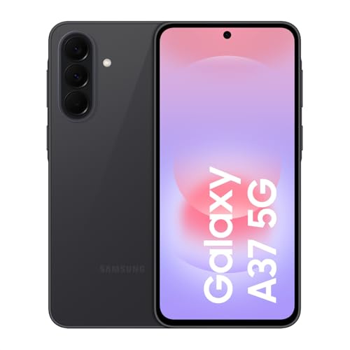 Samsung Galaxy A37 5G, Schlankes AI-Smartphone, Awesome Intelligence, 256 GB Speicherplatz, 50 MP Weitwinkel-Kamera, Bis zu 2 Tage Akkulaufzeit, IP68 e Charcoal, 2,5 Jahre Herstellergarantie