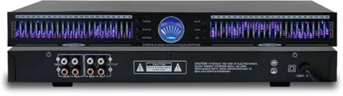Professional 22-Band Stereo Graphic Audio Equalizer with Dual Channel Rack Mount, 10 Preset Effects, and Automatic Noise Reduction for Recording Studio