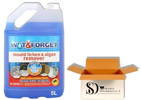 Outdoor Mould, Lichen & Algae Remover – 5L Concentrate – Long-Lasting Algae & Black Spot Prevention – Bleach-Free Patio & Driveway Cleaner