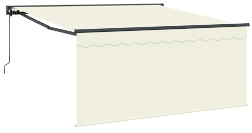 KUPTYERFG Tenda da sole retrattile color crema, 350 x 250 cm, con veneziana, braccio articolato, manovella per terrazza e giardino, protezione solare, manovella in alluminio e poliestere